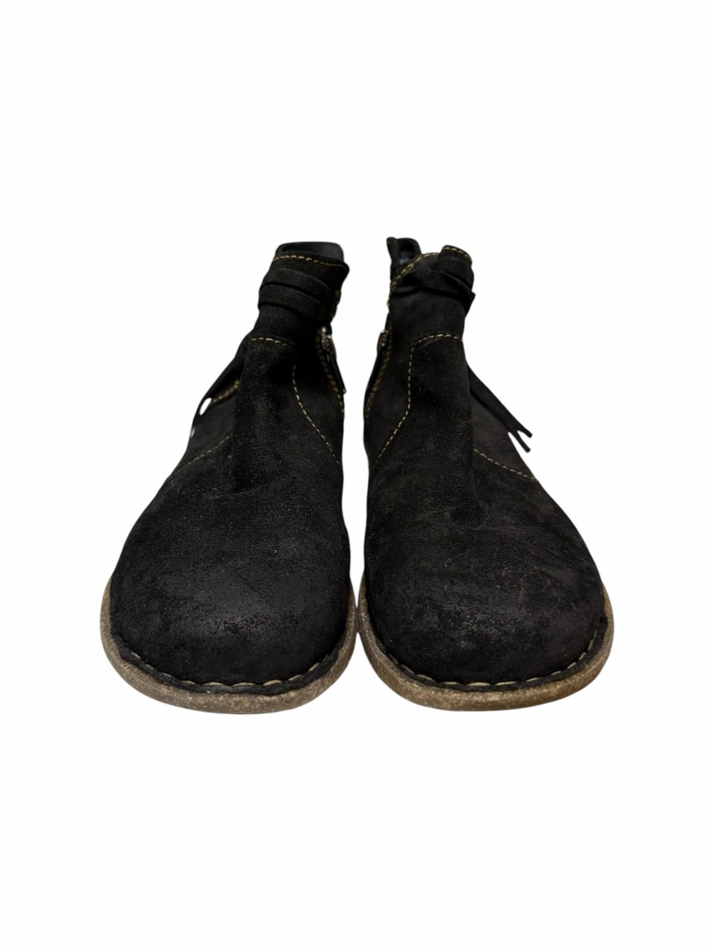 Born Solid Black Leather Suede Ankle Boots